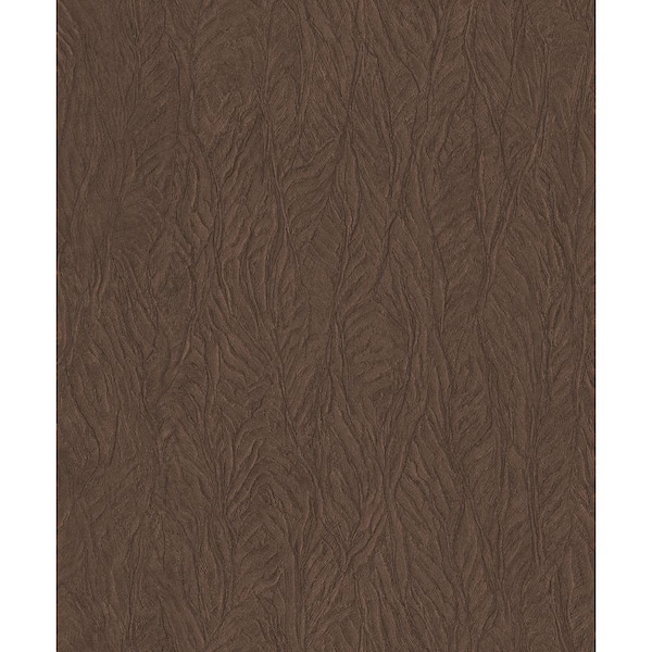 Unbranded Ambiance Brown Metallic Textured Leaf Emboss Vinyl Non-Pasted Wallpaper (Covers 57.75 sq.ft.)