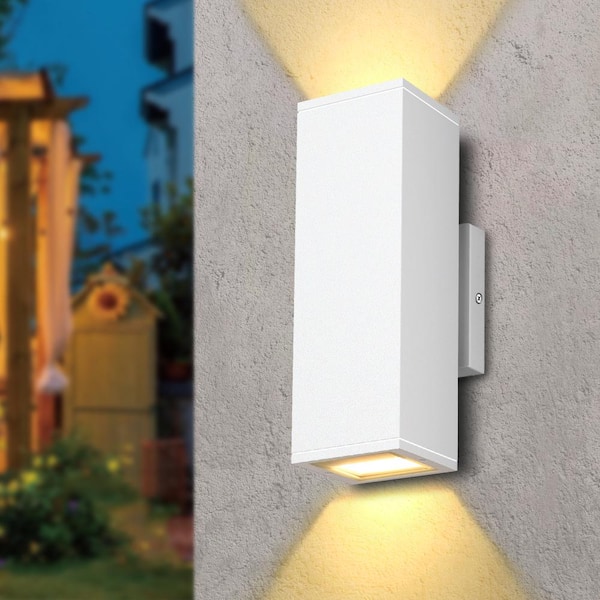 GMGSROM 2-Light Rectangular Dusk to Dawn Sensor White Indoor