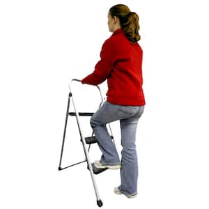 3-Step Metal Folding Utility Step Stool Ladder with 200 lbs. Capacity