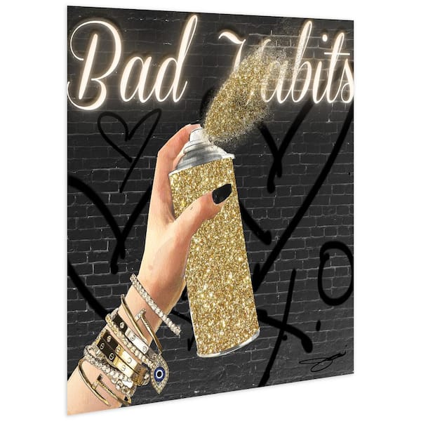 Empire Art Direct "Bad Habits" Frameless Free Floating Tempered Glass Fashion Panel Graphic Fantasy Wall Art 24 in. x 24 in.