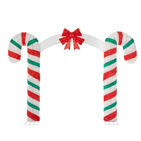 Candy Cane Lane Toasty Tinsel 84 in. H x 120 in. W 350-Lights Christmas Candy Cane Archway
