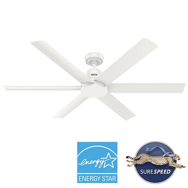 60 in. Kennicott ENERGY STAR Fresh White Damp Rated Ceiling Fan and Handheld Remote