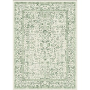 Entomology Green 8 ft. x 10 ft. Vintage Floral Area Rug
