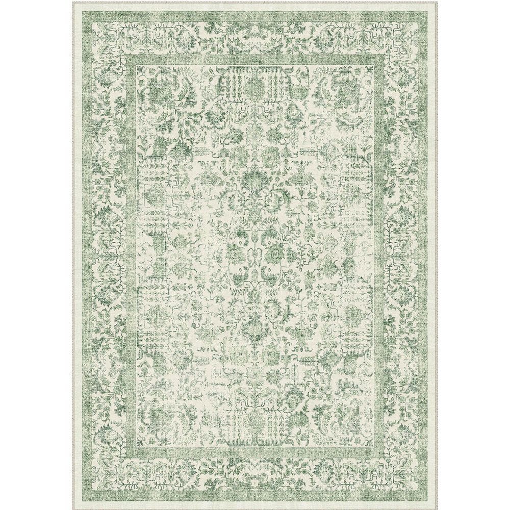 HaiiMeid Entomology Green 9 ft. x 12 ft. Vintage Floral Area