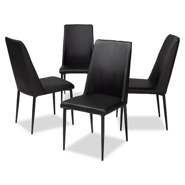 Baxton Studio Chandelle Black Faux Leather Upholstered Dining Chair (Set of 4)