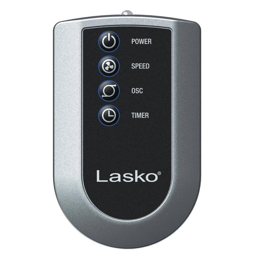 Lasko 34" Silver and Black Oscillating Tower Fan with Remote