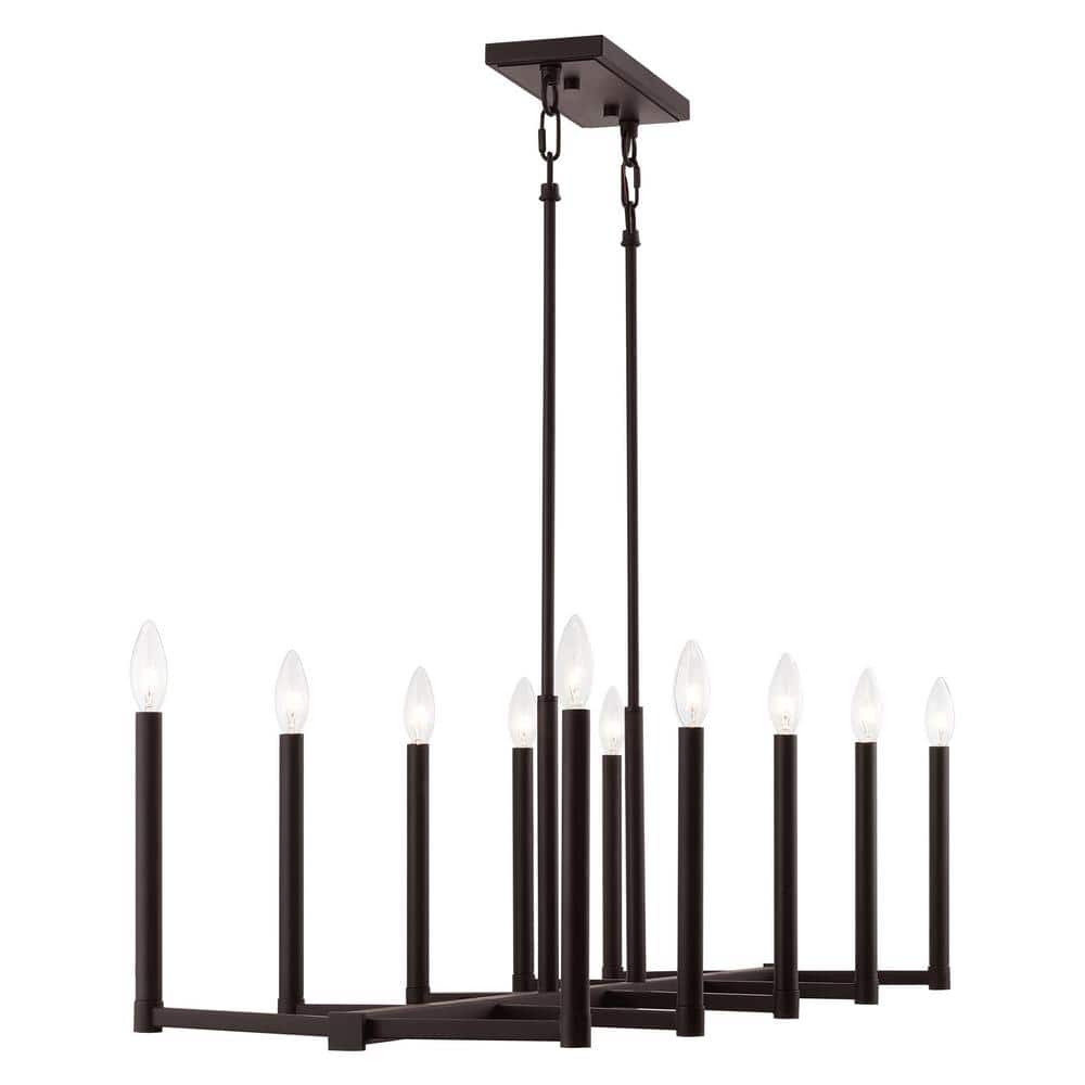 Alpine Bronze 10-Light Linear Steel Chandelier