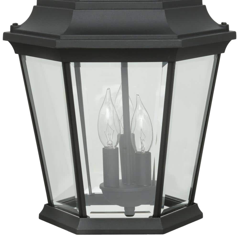 Welbourne Black Die-Cast Aluminum 3-Light Outdoor Wall Lantern