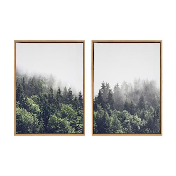 Kate and Laurel Sylvie Lush Green Forest on a Foggy Day by the Creative Bunch Studio 2-Piece Framed Art Print 28 in. x 38 in.