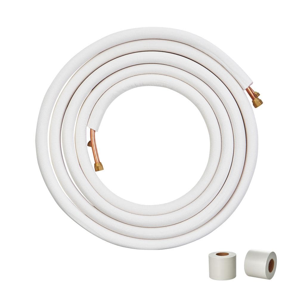 VEVOR 25 ft. Mini Split Line Set 1/4 in. and 1/2 in. O.D Copper Pipes ...