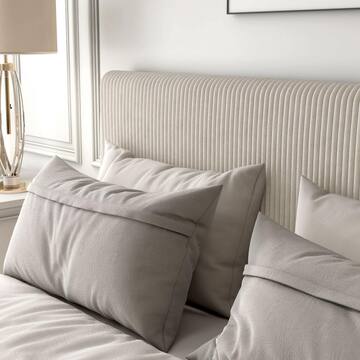 Furniture of America Claude Beige Fabric Frame Queen Platform Bed Removable Corduroy (Cover Only) EC-7231IV
