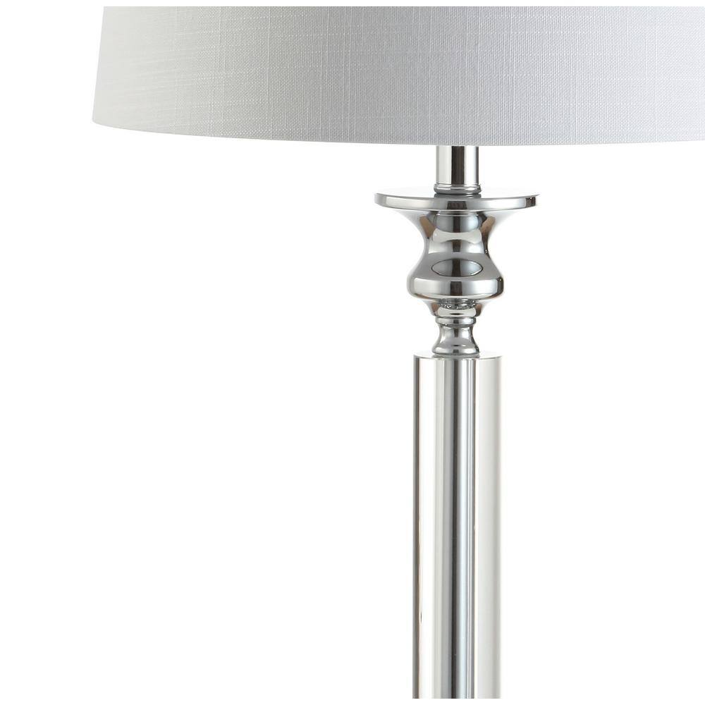 Dean 28" White Linen Shade Chrome Crystal Table Lamp