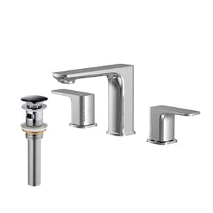 Venda Widespread 2-Handle Three Hole Bathroom Faucet with Matching Pop-up Drain in Chrome
