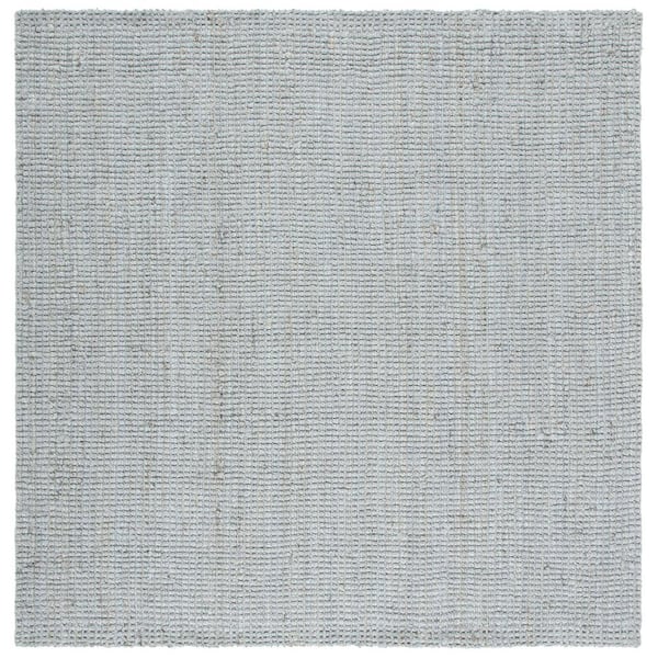 Natural Fiber 9 ft. x 9 ft. Square Gray Woven Border Area Rug