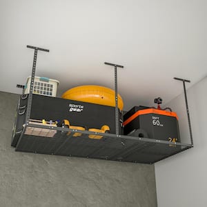 4 ft. x 8 ft. Heavy-Duty Black Modern Iron Ceiling Storage Shelf, Holds 660 lbs.