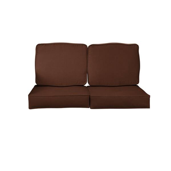 SORRA HOME 23 in. x 23.5 in. Sunbrella Deep Seating Indoor/Outdoor Loveseat Cushion Canvas Bay Brown