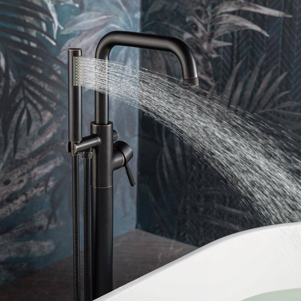 Oil Rubbed Bronze Freestanding Tub Filler with Hand Shower