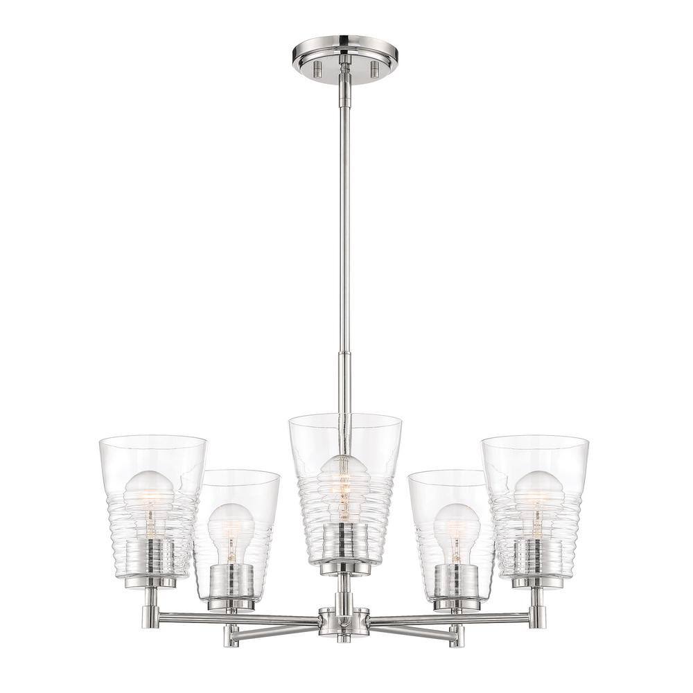 Ingo Urban Chic Polished Nickel 5-Light Chandelier with Clear Glass