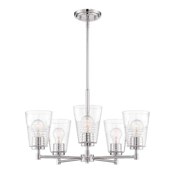 Designers Fountain Ingo 5-Light Polished Nickel Modern Sputnik Chandelier for Dining Areas with No Bulbs Included