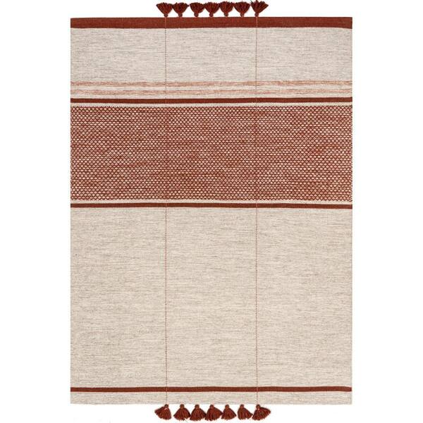 nuLOOM Ayton Modern Bold Tassel Wool Rust 8 ft. x 10 ft. Area Rug