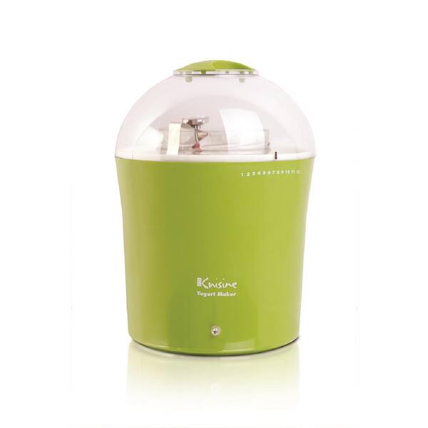 Euro Cuisine 2 Qt. Green Yogurt Maker with Glass Jar and Stainless Steel Thermometer