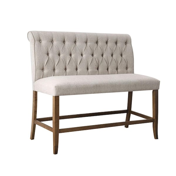 Sania III 42.25 in. Rustic Oak Fabric Counter Height Bench