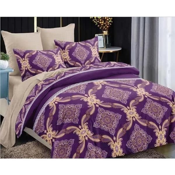 Shatex 7 Piece All Season Bedding King size Comforter Set-Ultra Soft Polyester Elegant Bedding Comforters-Purple