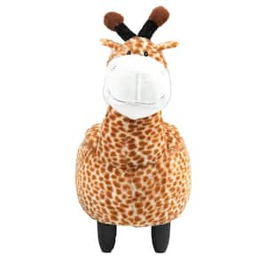 Brown Giraffe Faux Fur Upholstered Animal Storage Ottoman