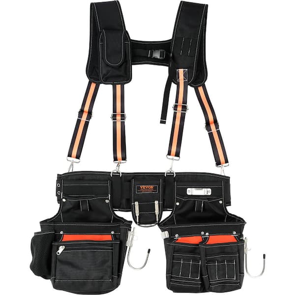 VEVOR Tool Belt with Suspenders 29-Pockets Heavy-Duty Tool Belts 29-54 in. Adjustable Waist Size for Carpenters, Electricians