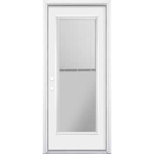 32 in. x 80 in. Premium Full Lite Right-Hand Inswing Mini Blind Primed Steel Prehung Front Exterior Door with Brickmold