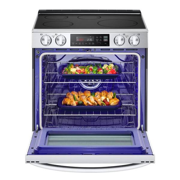 LG 6.3 cu. ft. Smart True Convection InstaView Electric Range Single Oven  with Air Fry in Printproof Stainless Steel LREL6325F - The Home Depot