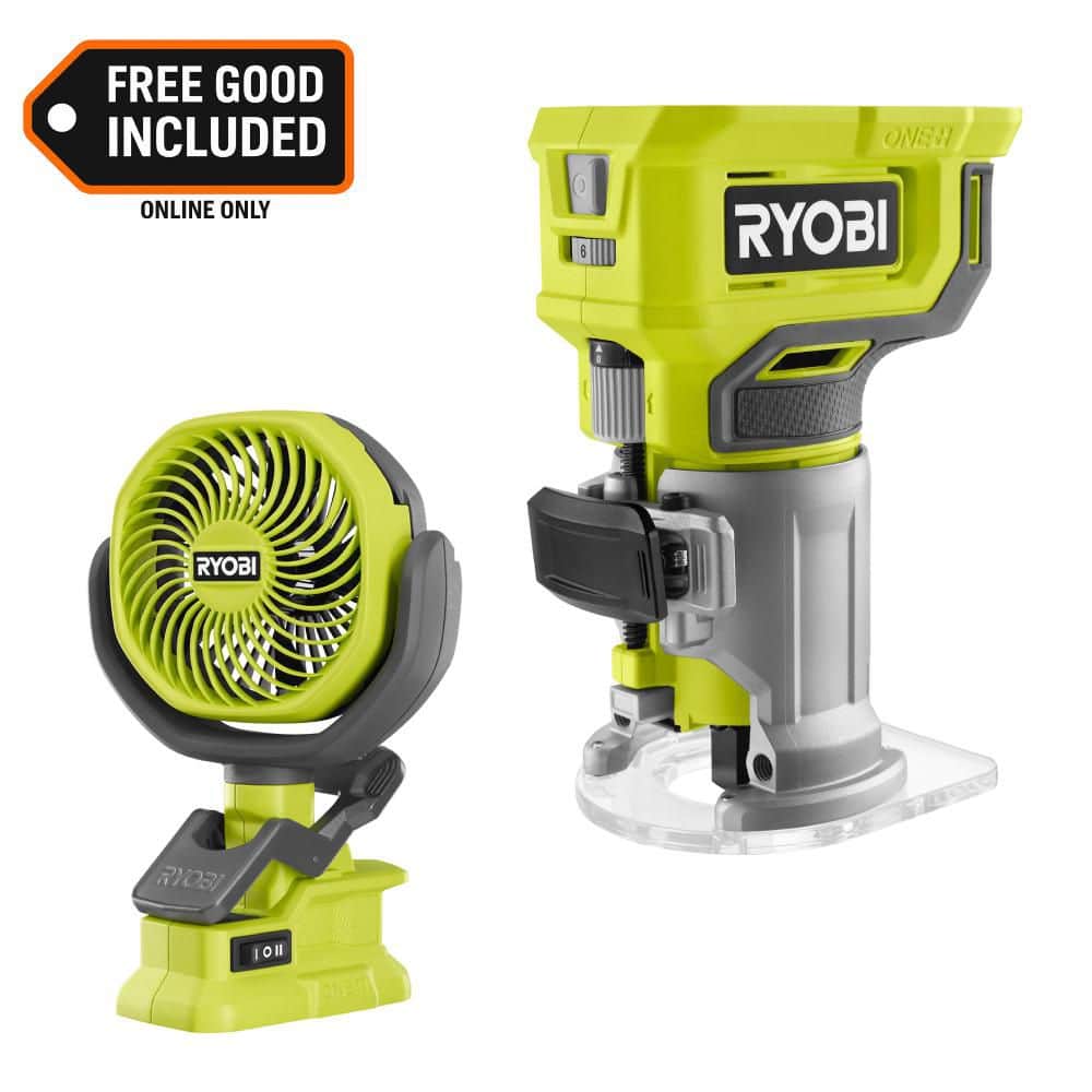 ONE+ 18V Cordless Compact Fixed Base Router with ONE+ 18V Cordless 4 in. Clamp Fan (Tools Only) price history on PriceWatchPro