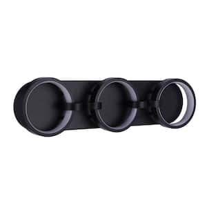 Context 24 in. 3-Light Flat Black Finish Integrated LED Vanity Light Bar with Ring Shaped Lights