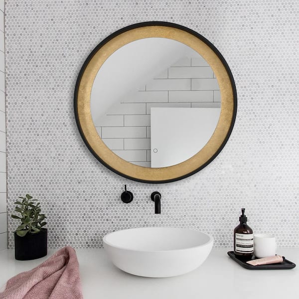 Vanityfus 32 In W X H Single, Round Gold Bathroom Vanity Mirror