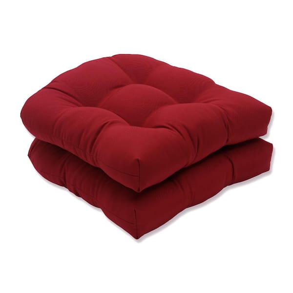 Pillow Perfect Solid 19 x 19 Outdoor Dining Chair Cushion in Red (Set of 2)