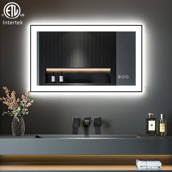 Apmir 40 in. W x 24 in. H Rectangular Space Aluminum Framed Dual Lights