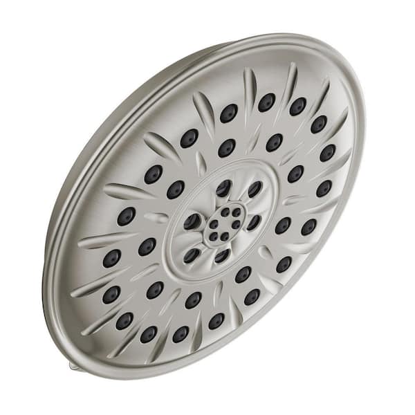 Delta 4-Spray Patterns 1.75 GPM 8.25 in. Wall Mount Fixed Shower Head with H2Okinetic in Stainless