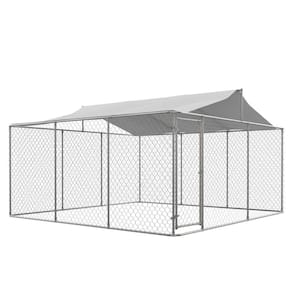 13.1 ft. W x 13.1 ft. D x 7.6 ft. H Silver Galvanized Outdoor Heavy-Duty Dog Kennel Dog Pens