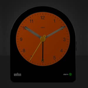 BC22B: Black Analogue Alarm Clock with Snooze, Continuous Backlight and Quiet Quartz Movement