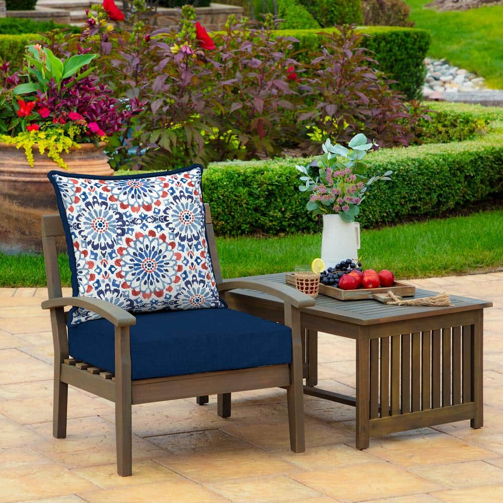 Clark Blue Outdoor Deep Seat Cushion Set with Medallion Pattern