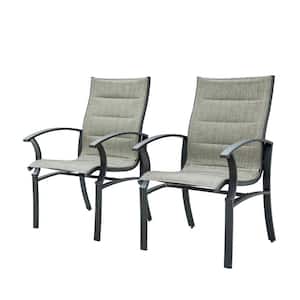 Black Armchair Textilene Mesh Fabric Outdoor Dining Chair for Outside Porch Balcony Garden Backyard Set of 2