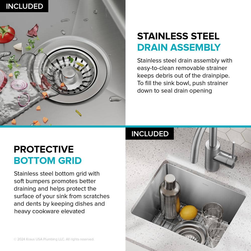 Fairlane 15-inch Stainless Steel Single Bowl Drop-in Kitchen Sink