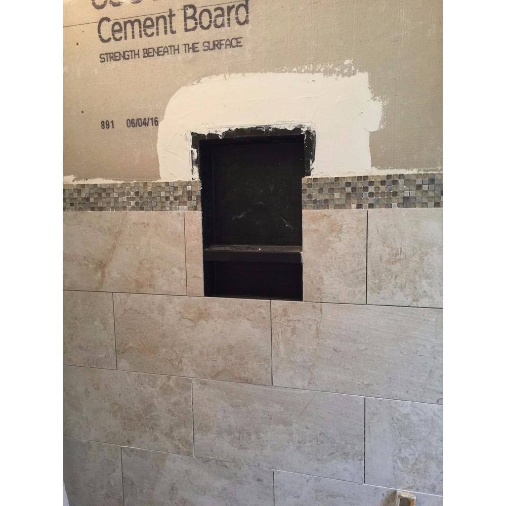 Black ABS Double Shelf Recessed Shower Niche 25" x 17"