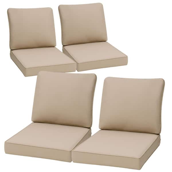 27.6 in. x 24.4 in. 4-Piece Outdoor Deep Seat Cushion for Patio Sofa and Couch in Beige