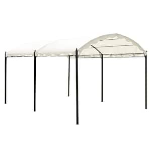 Sierra Outdoor Patio 10 ft. W x 13 ft. L Iron Carport Shelter Garage Tent, Garden Storage Shed with Anchor Kit, White