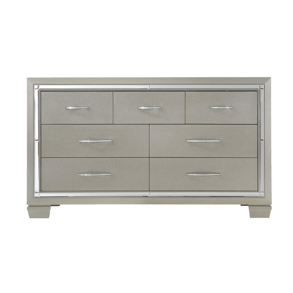 Platinum Glamour 63" Horizontal Dresser with Crystal Accents