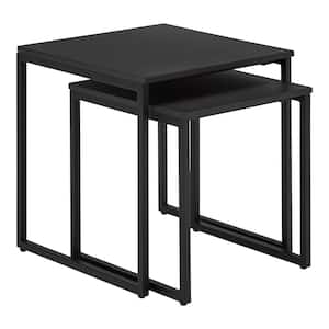 Donnelly Black Nesting Tables with Black Wood Top (Set of 2)