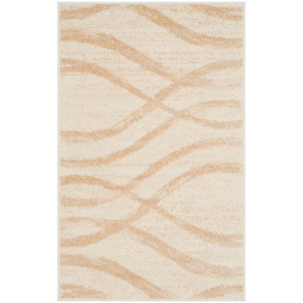 Adirondack Cream/Champagne Doormat 3 ft. x 4 ft. Striped Area Rug