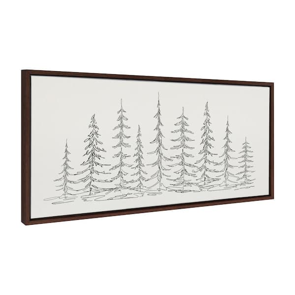 Sylvie Evergreen Trees Sketch Framed Canvas by the Creative Bunch Studio (Set of 1) Nature Art Print 18 in. x 40 in.