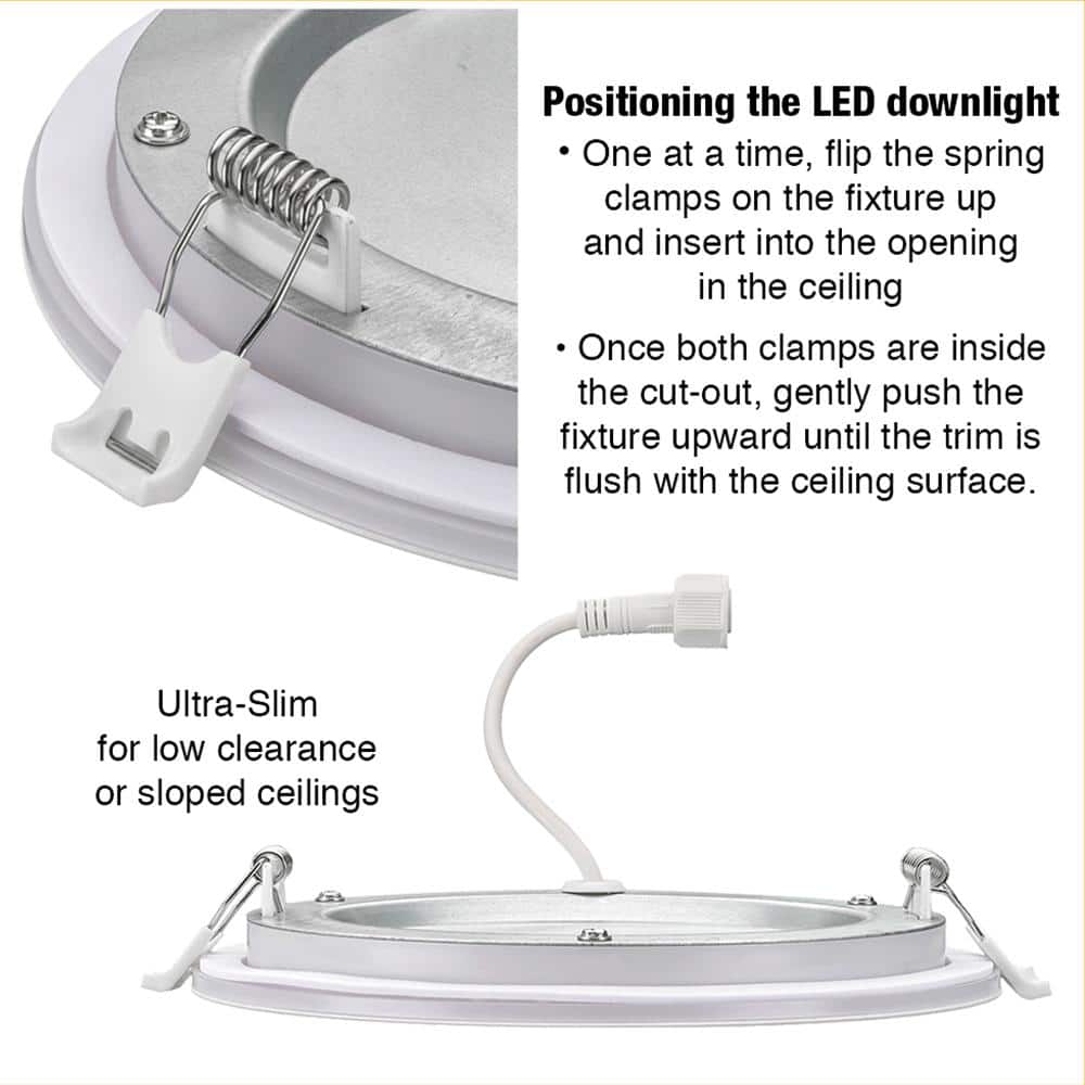 Ultra Slim White 8-Inch Canless LED Recessed Light with Night Feature